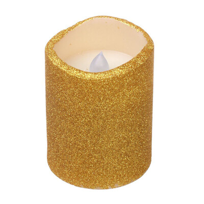 

DFL Flickering Flameless Real Wax Electronic Led Pillar Candles with Timer Glitter Powder for Christmas Gold 3x4 Inches