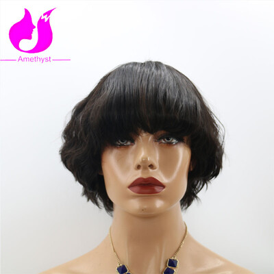 

Amethyst 2017 Fashion Pixie Cut Wigs 8A Grade Machine Made None Lace Human Hair Wig
