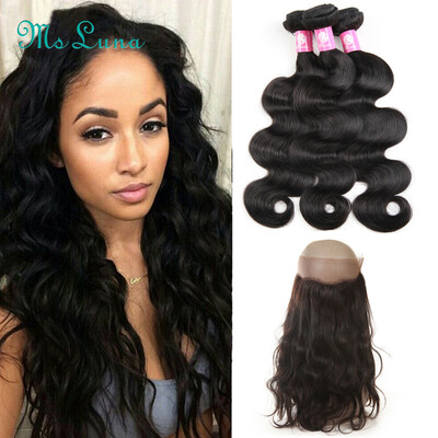 

Malaysian Body Wave Hair With Closure 360 Lace Frontal 3 Bundles Fashion Hair With Frontal 360 Lace Virgin Hair With Bundles