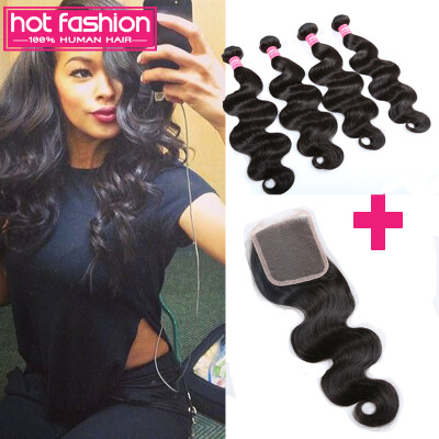 

Hot Fashion Body Wave With Closure 3 Bundles Virgin Indian Body Wave Hair With Closure Indian Unprocessed Virgin Hair With Closure