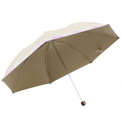 

Jingdong Supermarket] Paradise umbrella UPF50 + matte velvet color silk screen two-color flower three fold pencil sunny umbrella sun umbrella light blue 30069ELCJ