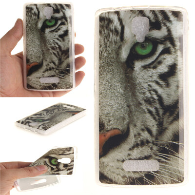 

White Tiger Pattern Soft Thin TPU Rubber Silicone Gel Case Cover for Lenovo A2010