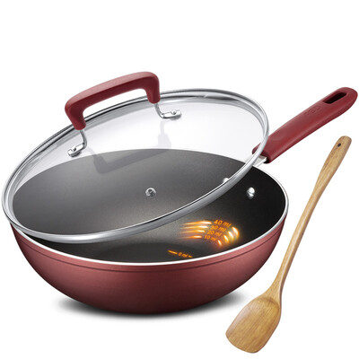 

Ai Shida 30CM oil you control the new non-stick small smoke frying pan CL30Y5WT-C non-stick pot less fume induction cooker general wine red