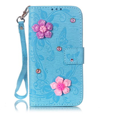 

Blue Butterfly Design PU Leather Flip Cover Wallet Card Holder Case for IPHONE 7