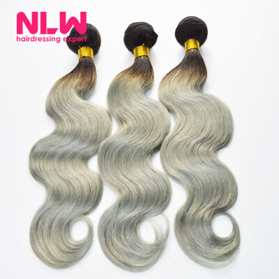 

Human Virgin Hair Ombre Brazilian Body Wave 4 Bundles for Black Women Sew In Weft 8A Top Grade 1B Grey Hair Weave Extension Full