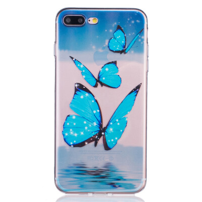 

Blue butterfly Dress girl Pattern Soft Thin TPU Rubber Silicone Gel Case Cover for IPHONE 7 Plus