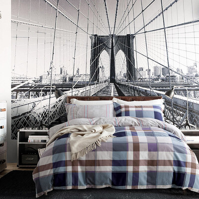 

Ying Xin home textiles cotton skin high-profile high-density twill printing double bed four-piece suit for 15 18 m bed Imagine time blue