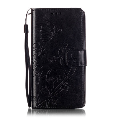 

Black Flower Design PU Leather Flip Cover Wallet Card Holder Case for NOKIA N535