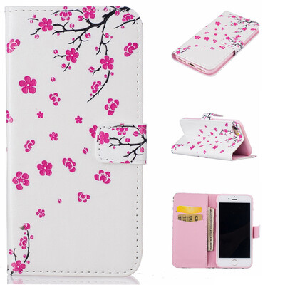 

peach blossom Design PU Leather Flip Cover Wallet Card Holder Case for IPHONE 7 4.7 inch