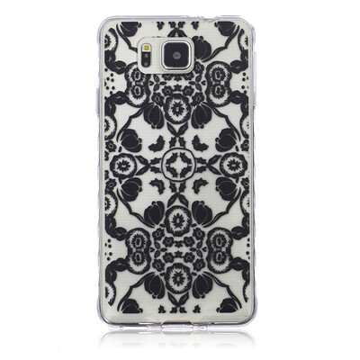 

Black flowers Pattern Soft Thin TPU Rubber Silicone Gel Case Cover for SAMSUNG GALAXY Alpha G850