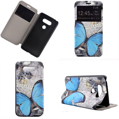 

Blue Butterfly Design Кожа PU откидной крышки Кошелек для карты памяти Чехол для LG G5