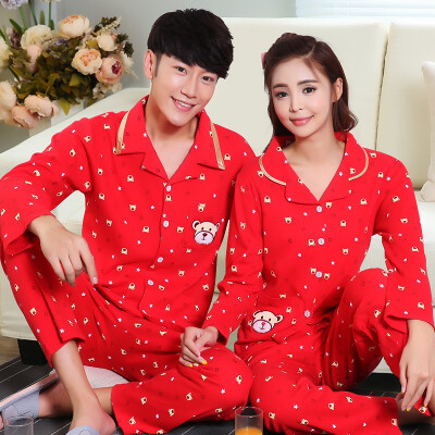 

Antarctic Nanjiren home clothing combed cotton couples pajamas red fatal year festive male models suit NAS5X20011-5 big red