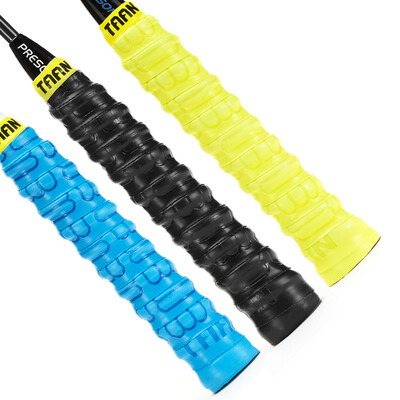 

TAION TAAN badminton clapgings rubber keel grip plastic punching embossed sweat band handle leather skid durable sticky H12 black blue yellow three loaded