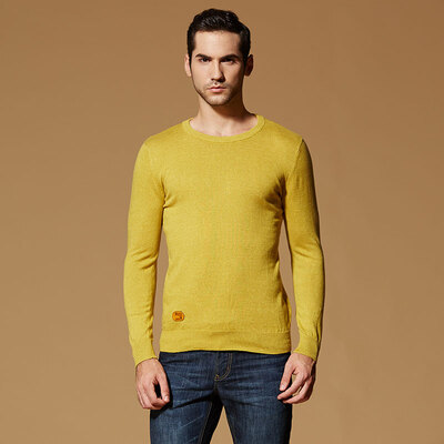 

Jeep Shield Men's Pure Color Round Long Sleeve Sweater 16017D2078 Yellow 2XL