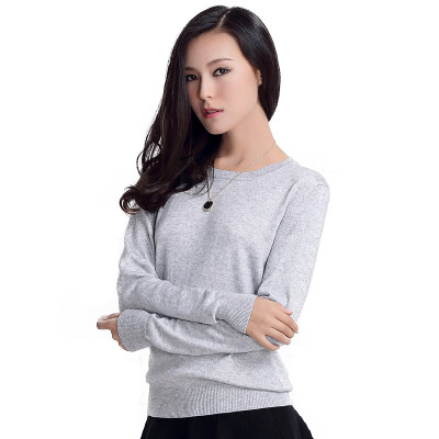 

MAZOE simple multi - color short paragraph round neck collar knitted bottom sweater M3028 gray XL