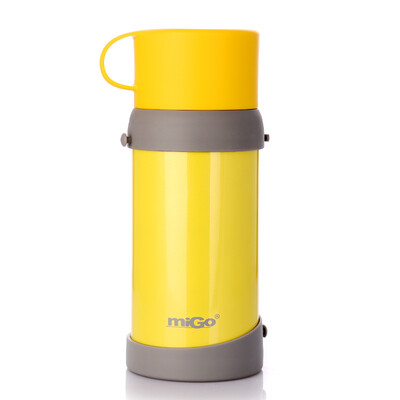 

MiGo children&39s stainless steel insulation pots primary school students baby pots vacuum portable large capacity cute dual-use water cup wheat yellow