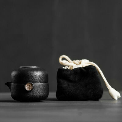 

Black Ceramic Chinese Gongfu Teapot Teacup Travel Tea Set in Cotton Storage Bag