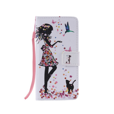 

Girl&Cat Design PU Leather Flip Cover Wallet Card Holder Case for LG G5