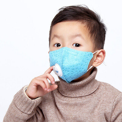 

MA graphene child mask KN95 level anti-fog haze ear strap folding with anti-pm25 anti-particulate matter 2 bag light blue