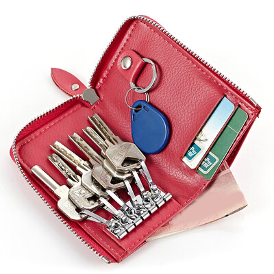 

Men&women leather key bag zipper bag key a key card multifunction key bag