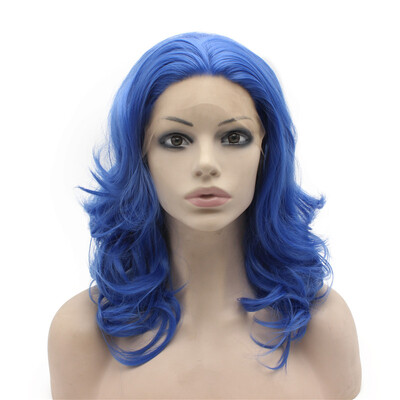 

Iwona Synthetic Hair Lace Front Shoulder Length Wavy Blue Wig