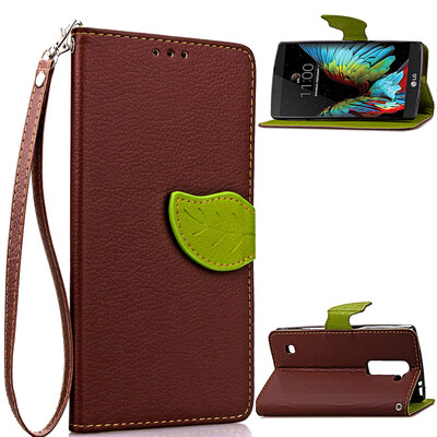 

Brown Design PU Leather Flip Cover Wallet Card Holder Case for LG K10
