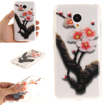 

Four plum blossoms Pattern Soft Thin TPU Rubber Silicone Gel Case Cover for MEIZU MX3