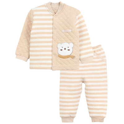 

Xin Song baby color cotton warm cardigan suit neonatal autumn and winter warm color cotton underwear shirt pants suit shallow card its polar bear D063D80