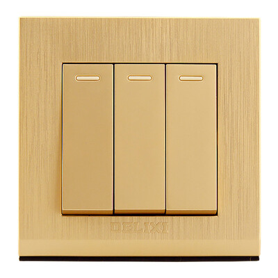 

Delixi DELIXI switch socket panel three open double control drawing gold series