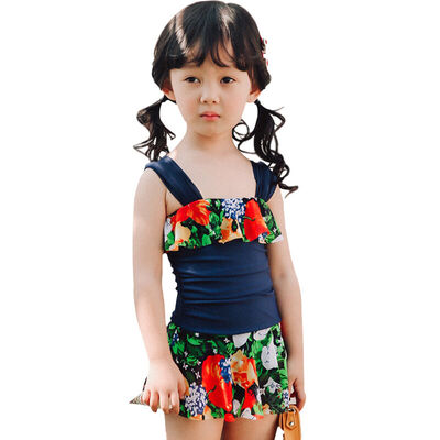 

QIHAI 6607-8 One-piece skirt swimsuit cute girl princess skirt swimsuit comfortable Korean version of the hot spring children&39s swimsuit possession blue M code