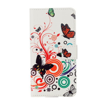 

Colorful Butterfly Design PU Leather Flip Cover Wallet Card Holder Case for Wiko Tommy