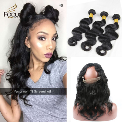 

Unprocessed 360 Lace Frontal With Bundles Malaysian Virgin Hair Body Wave 4Pcs Lot Human Hair Wefts 360 Lace Band With Baby Hair