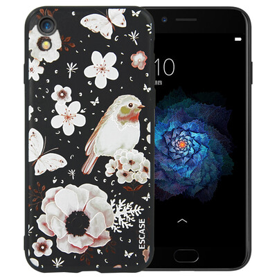 

ESCASE OPPO R9 телефон футляр OPPO R9 мобильный телефон наборы OPPO телефон раковина рельеф мягкая раковина иллюстрация рельеф 5,5-дюймовый любовь цветы и птицы