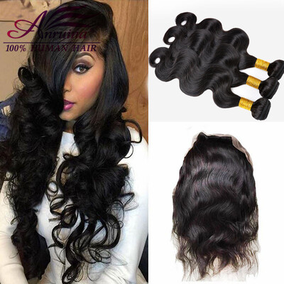 

360 lace frontal with bundle brazilian virgin hair body wave with closure lace frontal closure with bundles 4 bundle