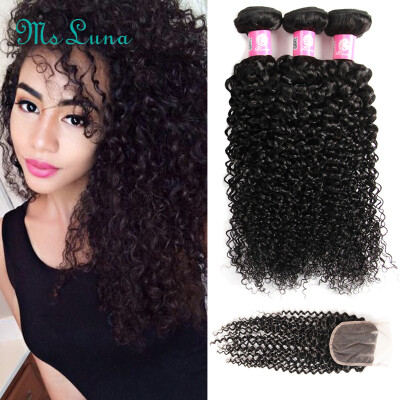 

Curly Hair With Closure Peruvian Kinky Curly Virgin Hair With Closure 3 Bundles With Closure human hair Extension with closure