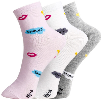 

[Jingdong supermarket] red beans (hongdou) socks female socks casual cotton socks knitted stripes simple four seasons in the tube socks H7W020 three pairs of uniforms