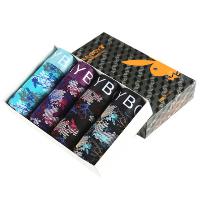 

Playboy PLAYBOY Men&39s underwear Men&39s flat underwear sticky fiber printing loose waist in the waist four pants 4 fitted  175100