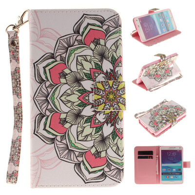

Multilateral flowers Design PU Leather Flip Cover Wallet Card Holder Case for SAMSUNG GALAXY NOTE 4