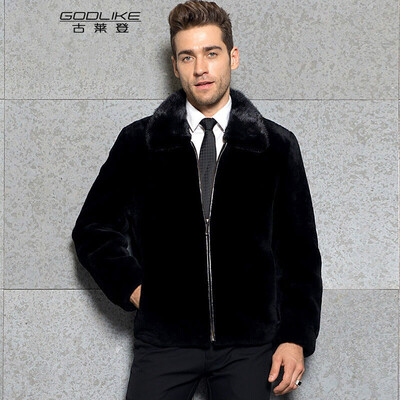 

Mens lamb fur coat short fur jacket with hood winter clothing long sleeve