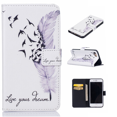 

Plumes Design PU Leather Flip Cover Wallet Card Holder Case for IPHONE 7