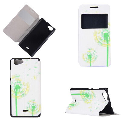 

Green Dandelion Design PU Leather Flip Cover Wallet Card Holder Case for Wiko Pulp Fab