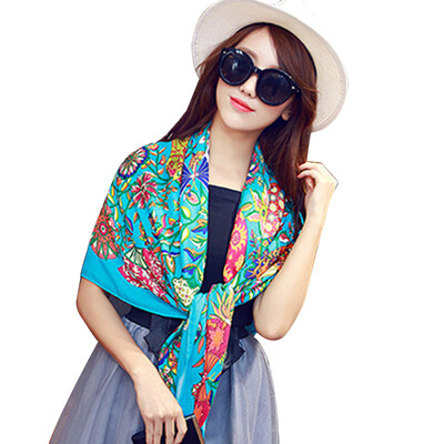 

MSEK WSJ161696 Women&39s Scarves Flower Sparkling Large Scarf Printed Scarf Warm Shawl Blue