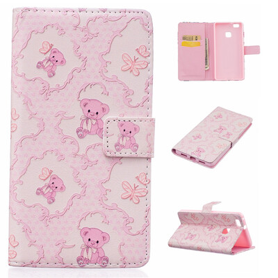 

Little bear Design PU Leather Flip Cover Wallet Card Holder Case for HUAWEI P9 Lite
