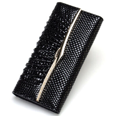 

Golden Fox FOXER Smart intellectual first layer of leather multi-card bit practical long ticket 213015F8A black