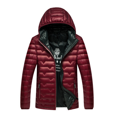 

Antarctic men's down jacket fashion solid color wild hooded casual down jacket 1905 red wine