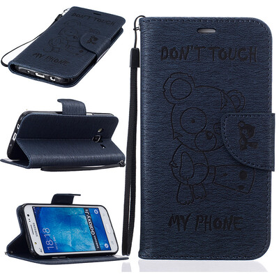 

Dark blue Bear Style Embossing Classic Flip Cover with Stand Function and Credit Card Slot for SAMSUNG GALAXY J5