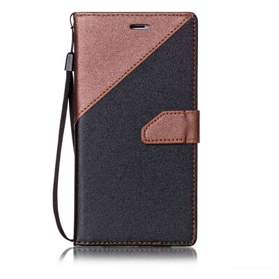 

Black + brown Design PU Leather Wallet Case Classic Flip Cover with Stand Function and Credit Card Slot for IPHONE 7 PLUS