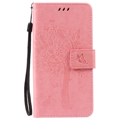 

Pink Tree Design PU Leather Flip Cover Wallet Card Holder Case for HUAWEI Enjoy 5