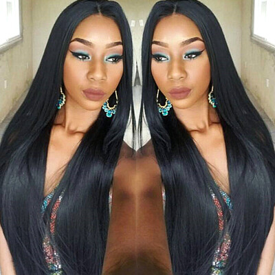 

N.L.W. 10A Peruvian virgin human hair Lace front wigs Silk straight Glueless wigs with baby hair for black women