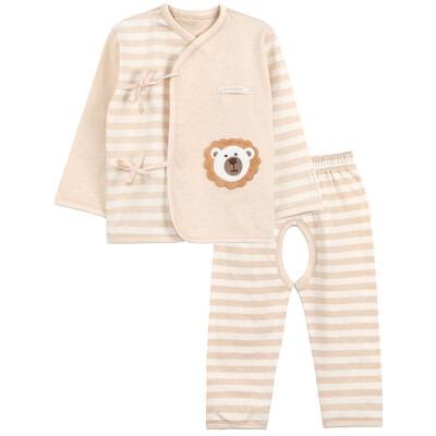 

Xin Song baby color cotton long-sleeved shirt open crotch pants suit newborn spring and autumn color cotton underwear jacket pants suit shallow card small lion C223D73